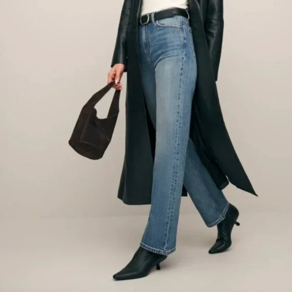 NWT REFORMATION Wilder Stretch High Rise Wide Leg Cropped Jeans